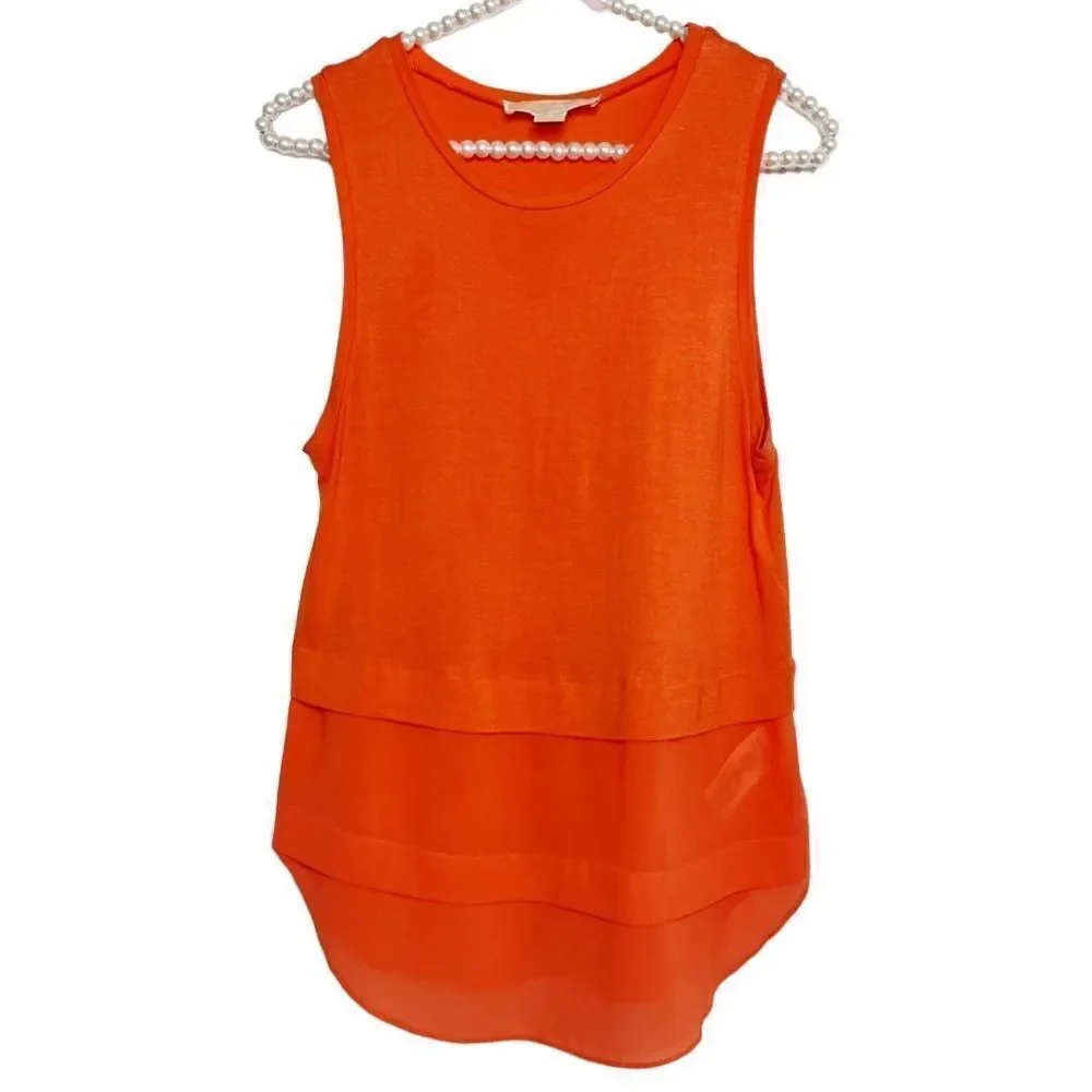Michael Kors Tiered Sleeveless Blouse Orange Size XS
